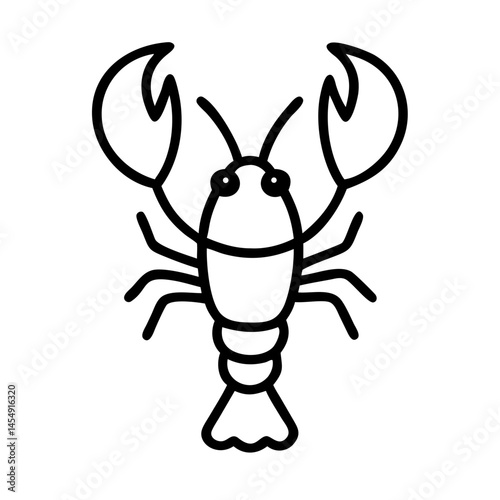 Cute lobster in minimalist style, icon, vector