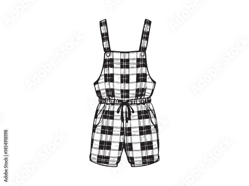 Plaid Romper line art icon outline for creative artwork