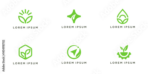 Set of leaf collaboration logo nature collection