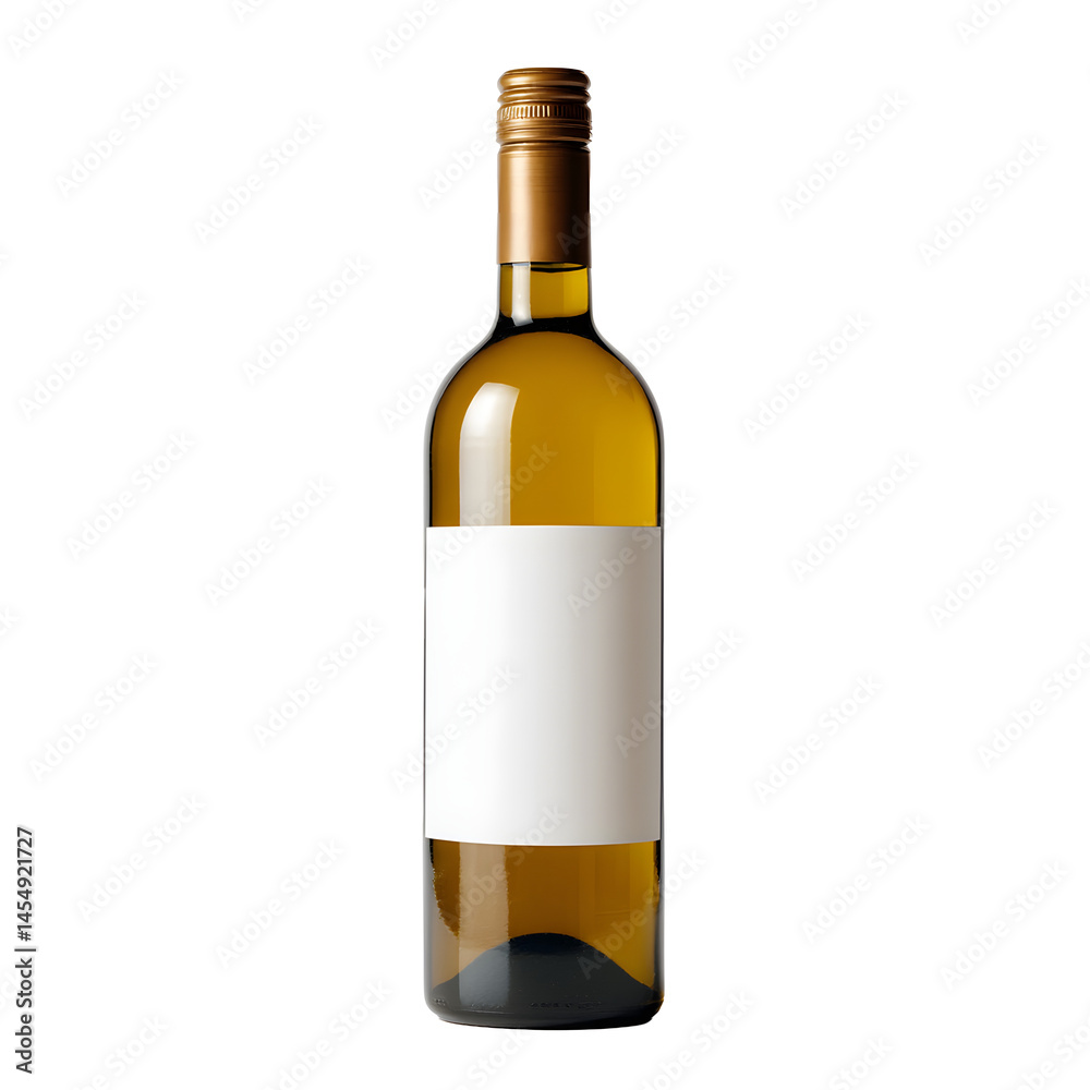 Elegant White Wine Bottle with Blank Label Ready for Customization, Isolated on Black Elegant White Wine Bottle with Blank Label Ready for Customization, Isolated on Black