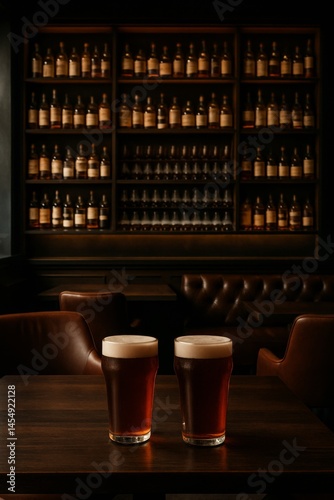 Enjoying Craft Beer in a Cozy Bar With Warm Lighting and Wooden Decor in the ...