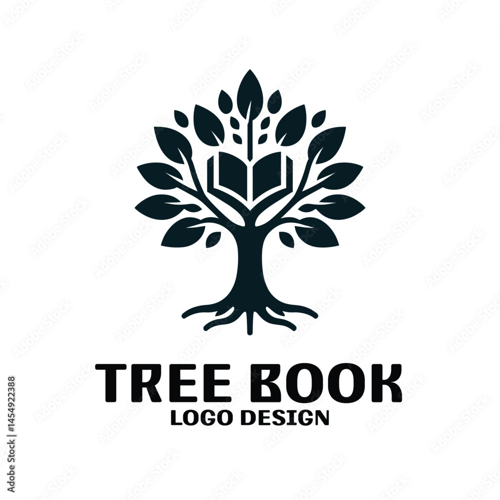 Fototapeta premium Tree Book Vector Logo Design