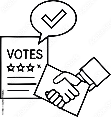 Voting, election line icon set. Vector pictograms of democratic processes, civic participation, ballot boxes, candidates, debates, voter engagement, checkmark thin linear illustration
