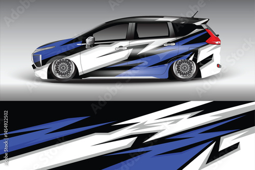 Stylish modified car with dynamic graphic design