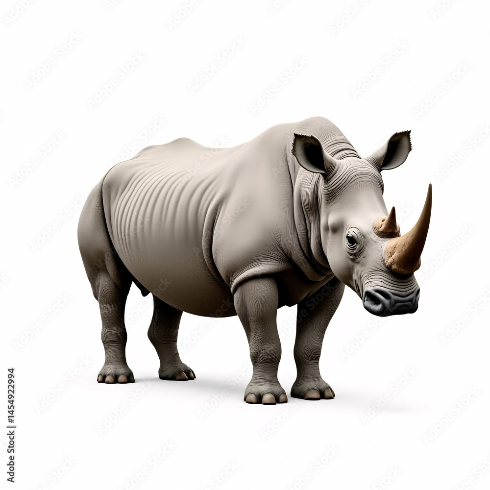 Fototapeta premium Powerful Rhinoceros 3D Model Wildlife Animal Render
