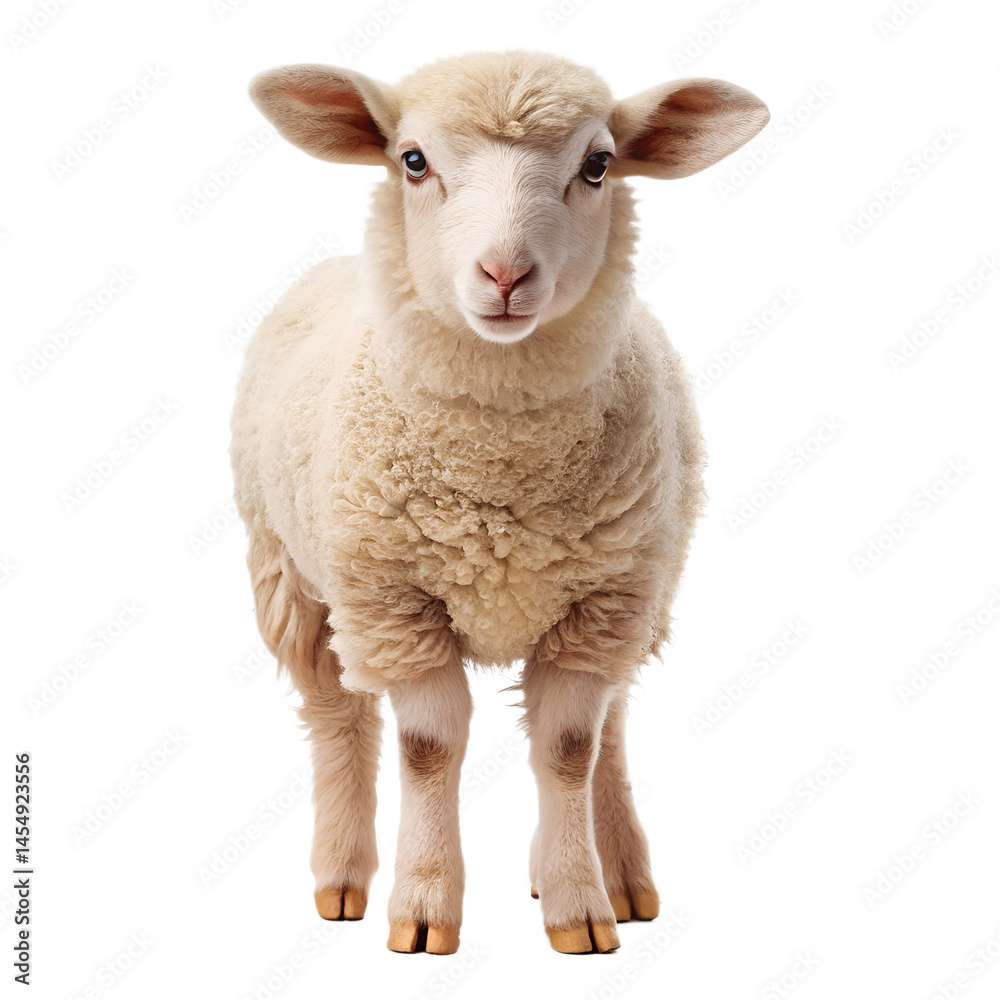 Fototapeta premium cute sheep standing on white background