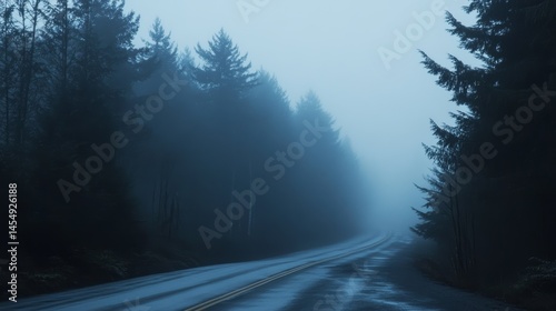 Foggy Mountain Road Scene