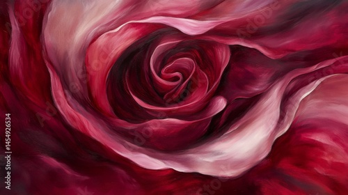 Closeup of a Dark Red and Pink Rose Painting