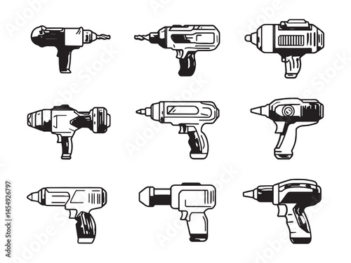 Precision Line Art of Power Drill for Creative Projects