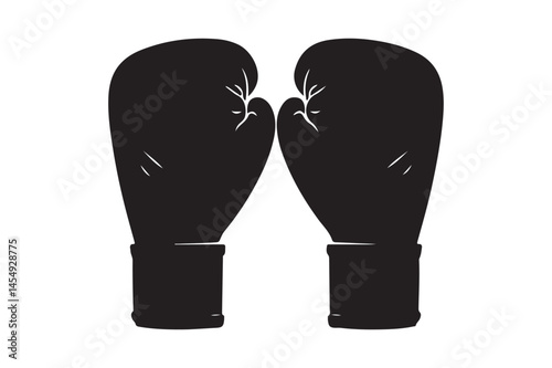 Boxing Gloves Icon Fighter Sports Equipment Silhouette Vector