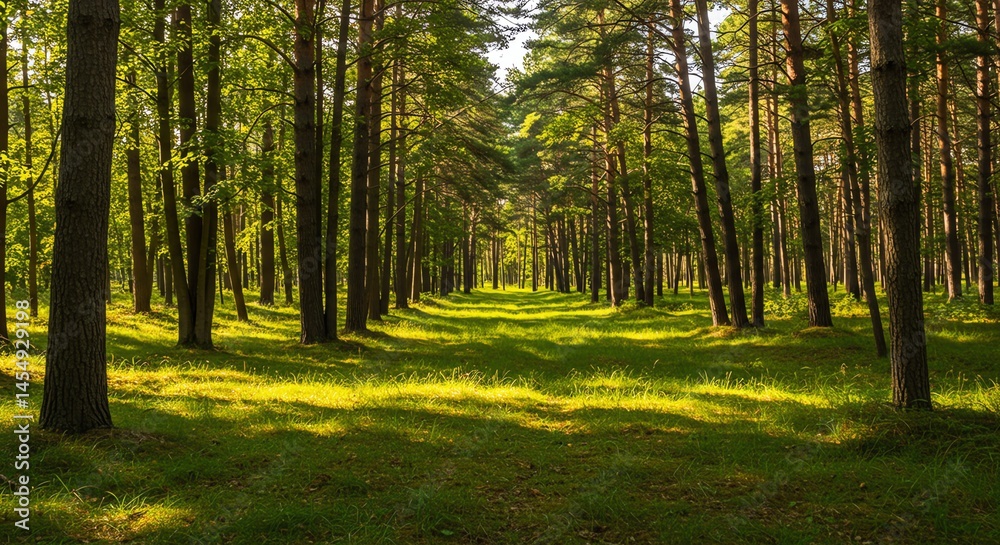 Green Forest Path with Trees Green Forest Path with Trees