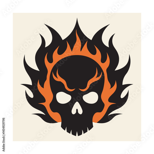 Skull Flames Tribal Tattoo Design