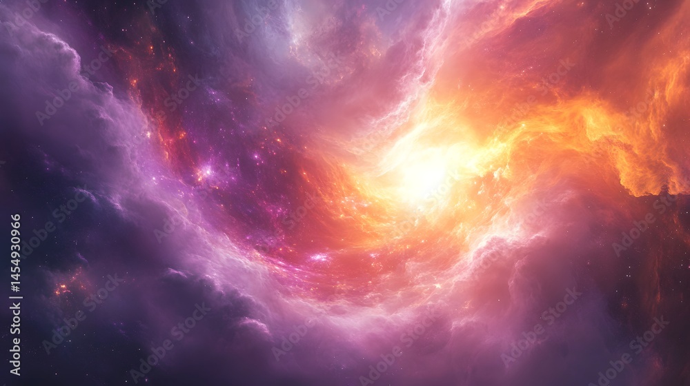 Naklejka premium Colorful cosmic explosion in magenta and orange