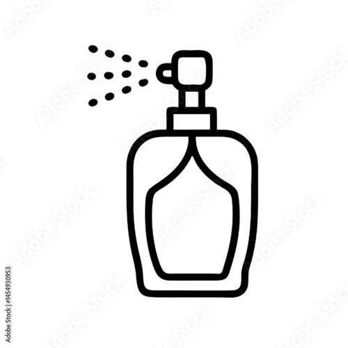 Perfume bottle spraying fragrance, icon, vector