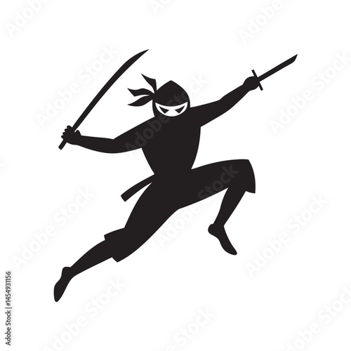 Ninja Jumping With Katana Sword