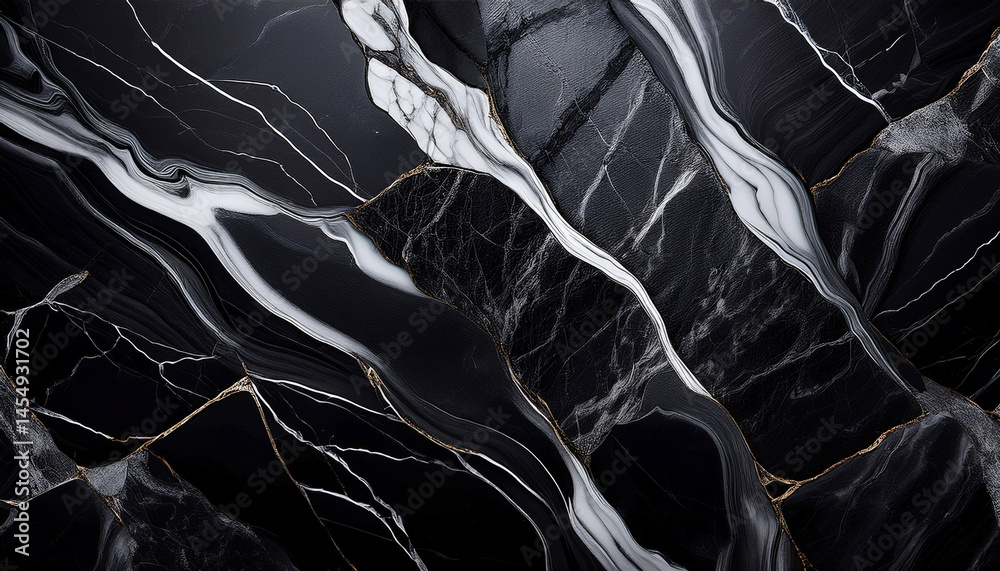 Obraz premium luxury black silver marble texture black background