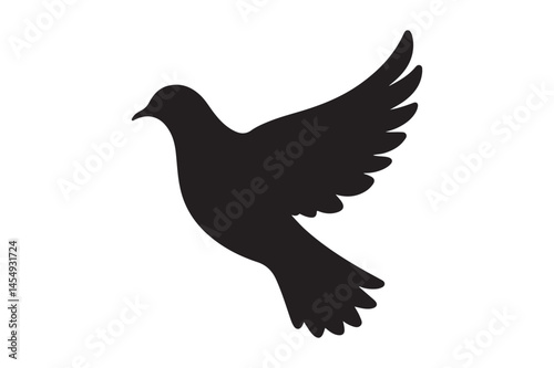 Silhouette of Flying Dove Peace Symbol Black Bird Vector Art