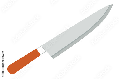 Isolated Image of a Culinary Knife with a Shiny Silver Blade