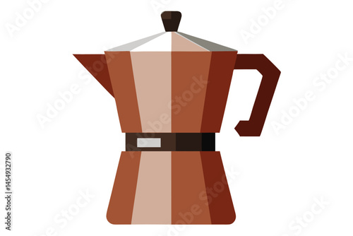 Geometric Moka Pot Illustration for Coffee Lovers and Italian Espresso Enthusiasts