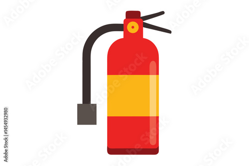 Simple flat vector illustration of a red and yellow fire extinguisher