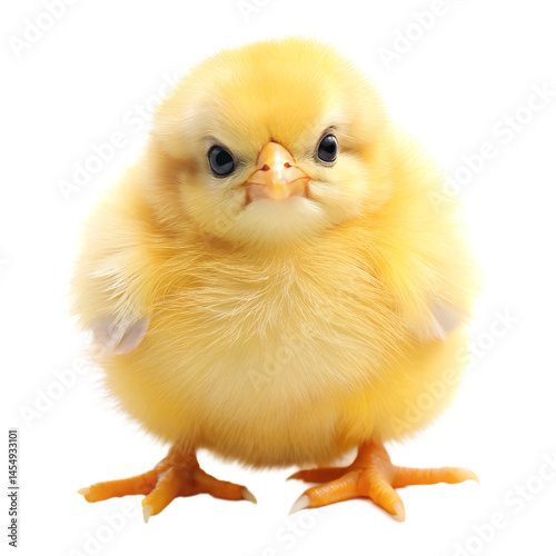 Fluffy Yellow Chick Isolated on White