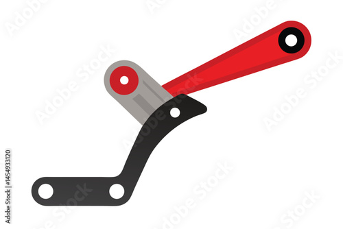 Vector illustration of a mechanical lever system with red handle and black base