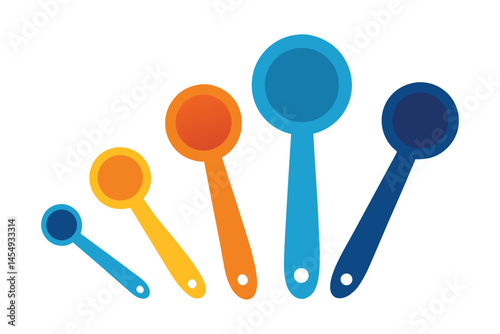 Colorful Illustration of Measuring Spoons in Varying Sizes and Bold Colors
