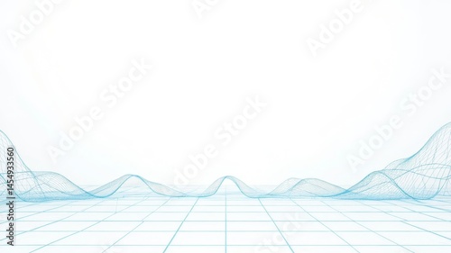 Clean electric blue wireframe design on a white background, ideal for fintech aesthetics and modern technology concepts