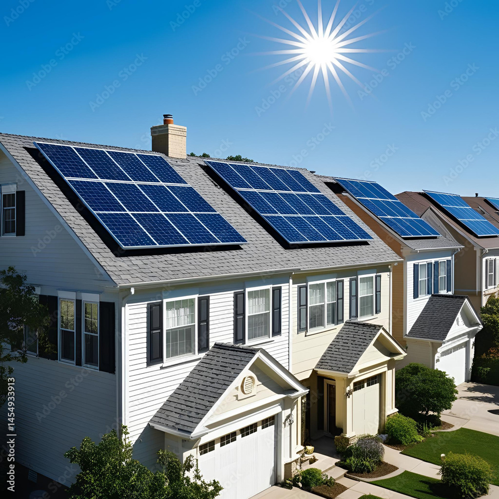 Fototapeta premium solar panels on roof