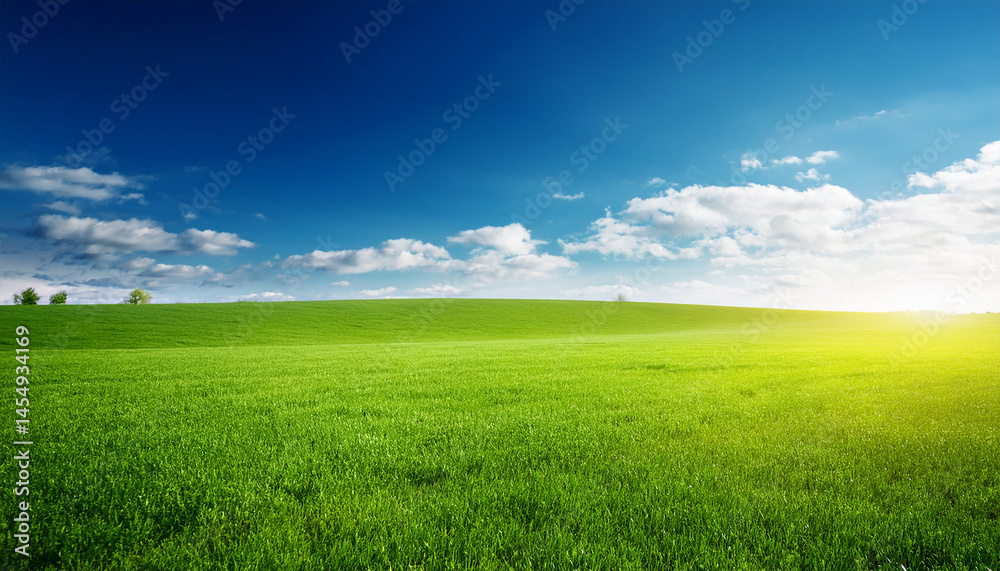 Obraz premium green meadow under blue sky
