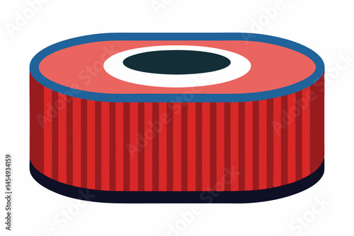 Isometric view of a red and blue car engine air filter