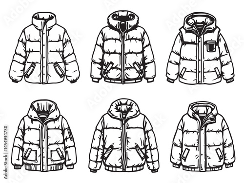 Puff Jacket line art icon minimalist winter fashion