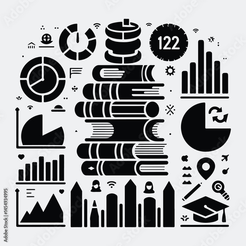 Black Silhouette Education Infographic Elements for Learning Presentation and School Projects