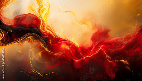 glow abstract ink patterned art defocused black red color texture vapor fog mist fume liquid smoke paint fluid haze on golden background