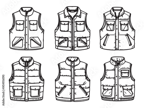 Puffer Vest line art icon minimal outdoor wear graphic