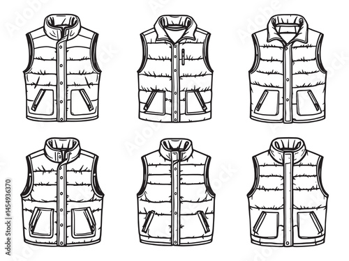Puffer Vest line art icon modern fashion outline