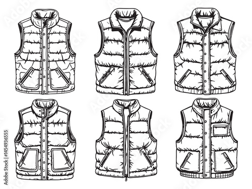 Puffer Vest line art icon stylish winter design