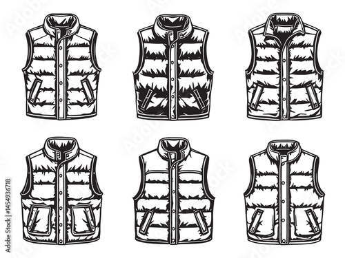 Puffer Vest line art icon trendy cold weather gear