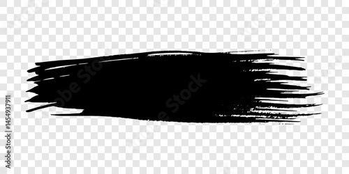 Black brush stroke on transparent background