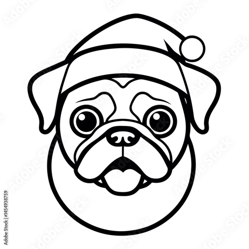 Cute Pug Heads Wearing Santa Hats - Perfect for Christmas Design