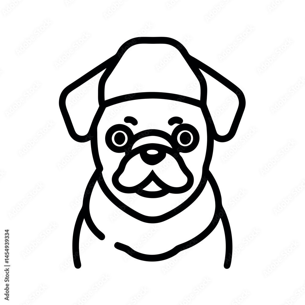 Obraz premium Cute Pug Heads Wearing Santa Hats - Perfect for Christmas Design