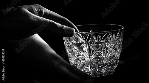 A bartender stirring a whiskey cocktail in a crystal mixing glass.