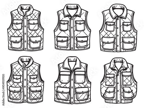 Quilted Vest line art icon fashion forward outerwear sketch