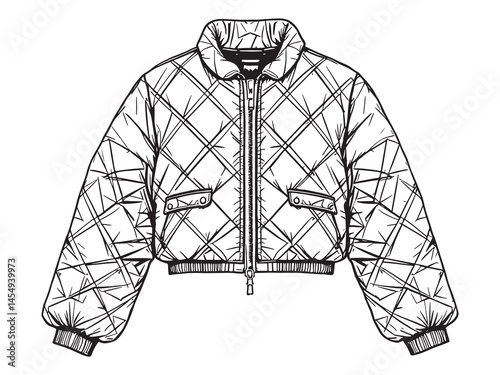 Quilted Jacket line art icon simple cozy design
