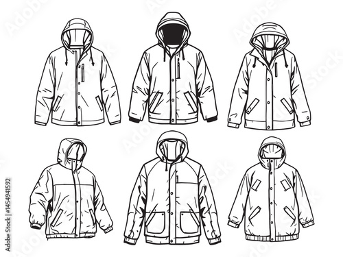 Rain Jacket line art icon stylish modern design