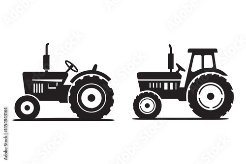 Tractor silhouette with white background