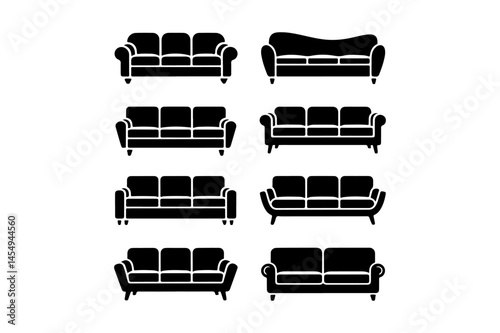 Collection of various sofa silhouettes showcasing different designs and styles