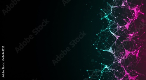 Obraz na płótnie Abstract geometric background with colorful nodes and connecting lines w salonie