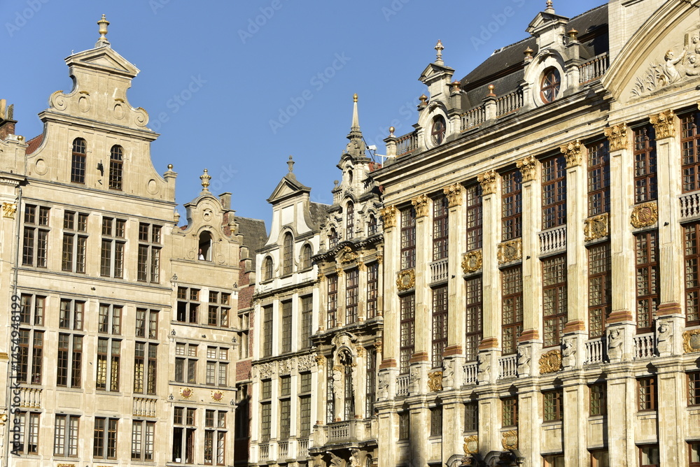 Obraz premium Façades historiques des maisons de corporations de la Grand-Place à Bruxelles-ville 