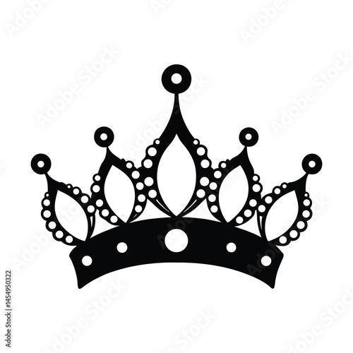 elegant queen s tiara pearls vector art silhouette